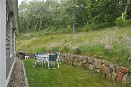 Truro Cape Cod vacation rental - Rear Patio - enjoy a private space and view of the peach orchard