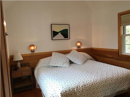 Truro Cape Cod vacation rental - King sized bed, Cathedral ceiling, skylight and ceiling fan.