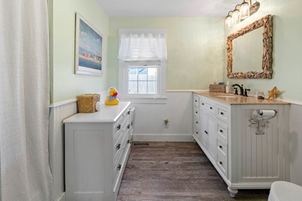 Dennis Port Cape Cod vacation rental - Renovated bathroom first floor with shower/tub
