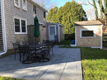 Eastham Cape Cod vacation rental - patio, outdoor shower and bike shed