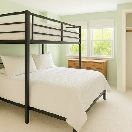 Plymouth, Priscilla Beach MA vacation rental - Bedroom 3 with Queen over Queen bunkbeds