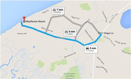 Dennis Village Cape Cod vacation rental - Directions to Mayflower Beach