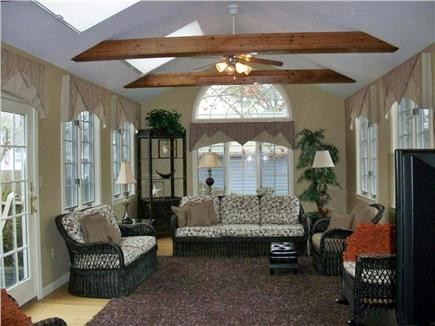 South Yarmouth Cape Cod vacation rental - Bright and Cheery Family Room w/vaulted ceiling/fan/skylights