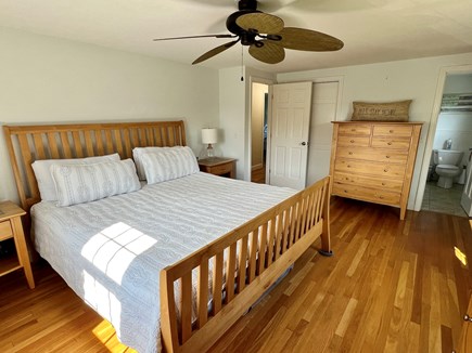 Dennis Cape Cod vacation rental - Primary bedroom with ceiling fan, king & private tile bath!