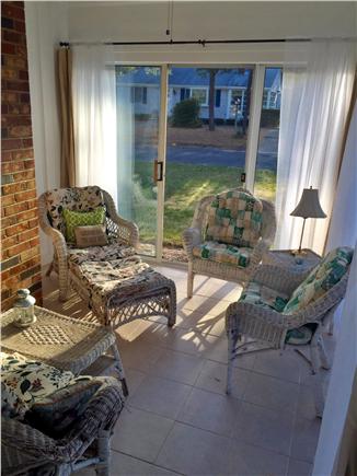 West Dennis Cape Cod vacation rental - Enclosed sun porch with sliders and ceiling fan
