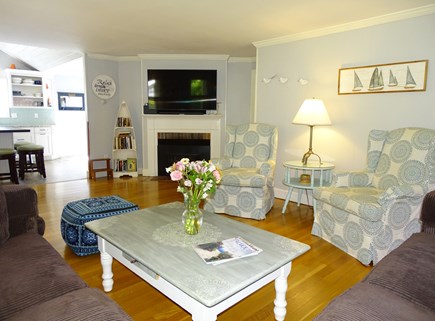 Falmouth Heights Cape Cod vacation rental - Spacious living room with sectional and flat screen TV