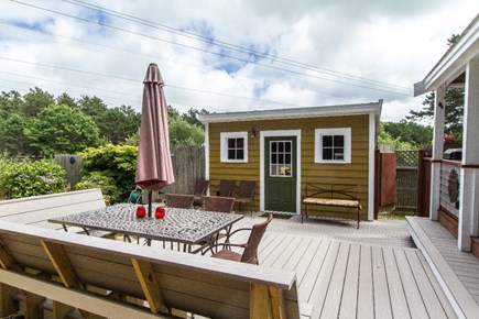Eastham Cape Cod vacation rental - Very large bi-level deck with built-in bench.