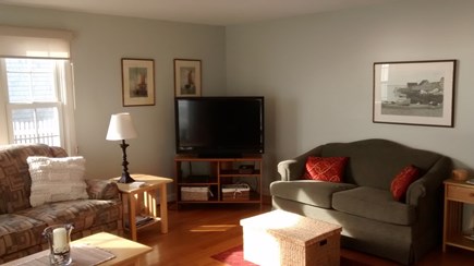 Popponesset Beach Cape Cod vacation rental - Open and airy hardwood floored living room.
