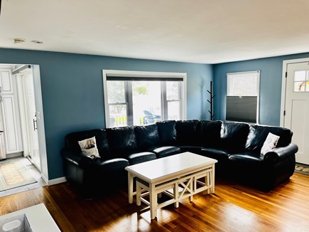 Plymouth MA vacation rental - BrandNEW leather sectional w/ queen pullout customblackout shades