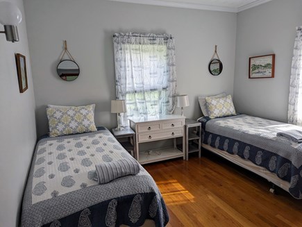 Woods Hole Cape Cod vacation rental - Bedroom with 2 Twin Beds and water view