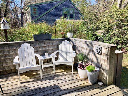 Wellfleet Cape Cod vacation rental - Adirondack chairs on the outside deck.