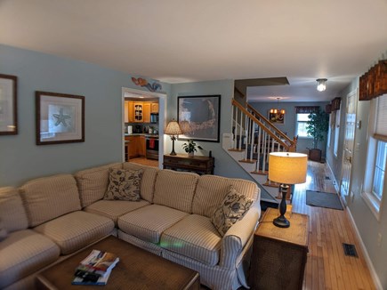 West Hyannis Cape Cod vacation rental - Living room opens to kitchen and dining room