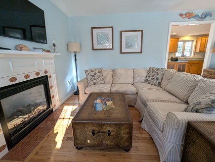 West Hyannis Cape Cod vacation rental - Cozy living room with smart TV and gas fireplace for relaxing