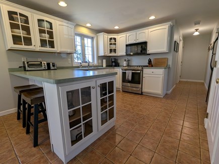 West Hyannis Cape Cod vacation rental - Kitchen peninsula with bar seating is perfect for morning coffee