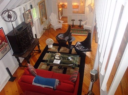 Wellfleet Cape Cod vacation rental - View of living room in guesthouse from the loft