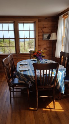 Sagamore Beach Cape Cod vacation rental - Dining area, table seats eight when extended.