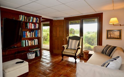 East Orleans Cape Cod vacation rental - Sitting area in lower twin room w/ flat screen TV and DVD player