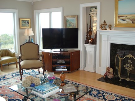 North Truro Cape Cod vacation rental - Living Room, TV, view toward Provincetown