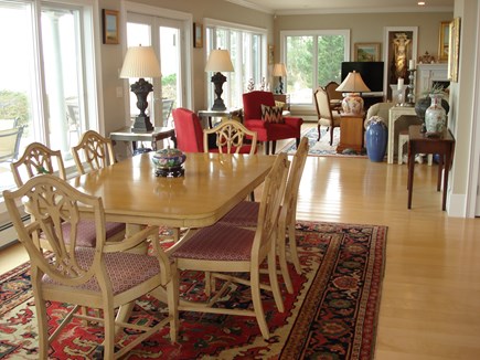 North Truro Cape Cod vacation rental - Dining Table has leaf extension.  Looking toward Living Room