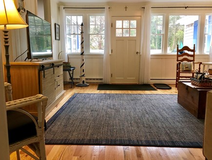East Orleans Cape Cod vacation rental - Living room, new hardwood floor, with flat screen cable TV.