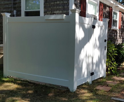 Dennisport Cape Cod vacation rental - Spacious outdoor shower- dressing area/hooks/sprayer for feet
