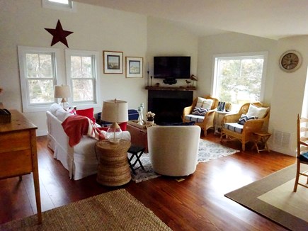 East Orleans Cape Cod vacation rental - Living room with Flat screen TV and views of the water