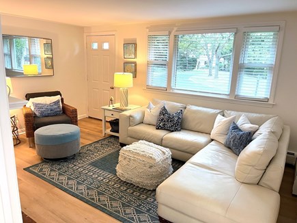 Osterville Village (Wianno Ave Cape Cod vacation rental - Freshly painted Living room, comfortable leather sofa. cozy