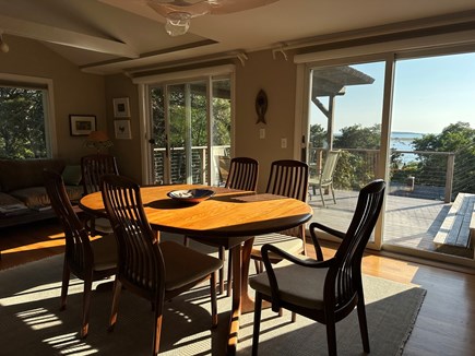 Wellfleet Cape Cod vacation rental - Dining table extends to seat 8 with view of the bay