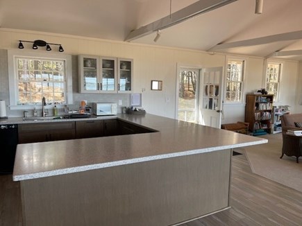 South Wellfleet Cape Cod vacation rental - Kitchen counter, window, and view of living room