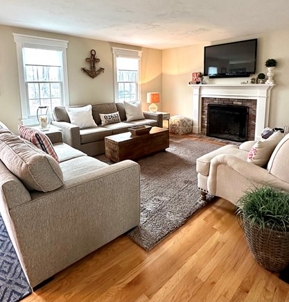 South Chatham Cape Cod vacation rental - Spacious living room w/ newer, upscale, couch and loveseat.