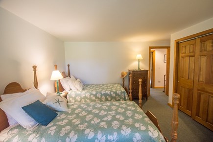 Truro Cape Cod vacation rental - Third bedroom has twin beds nicely decorated in a seashell theme.
