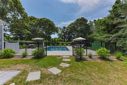 Orleans Cape Cod vacation rental - Steps to the pool area from deck and patio.