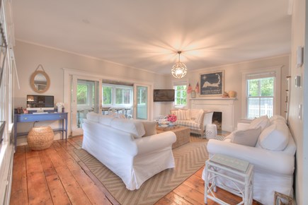 Harwich Port Cape Cod vacation rental - Living room w two full size couches, love seat, iMac
