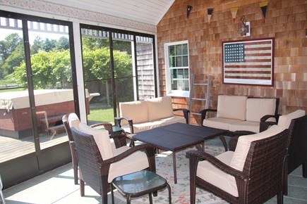 East Orleans Cape Cod vacation rental - Screened in porch.  Easy access to jacuzzi