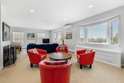 Popponesset Cape Cod vacation rental - Second floor TV room with gas fireplace and great views