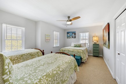 Popponesset Cape Cod vacation rental - Green bedroom - Queen bed & 2 twin beds with linens