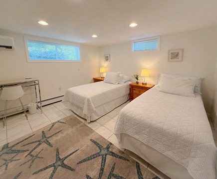 East Falmouth  Cape Cod vacation rental - The bedroom has 2XL twins, a computer table, & a mini-split a/c.