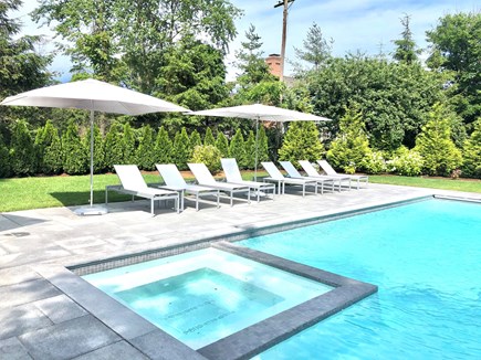 Chatham (in town) Cape Cod vacation rental - Heated salt-water pool w/spa, chaises, dining table, and sofa!