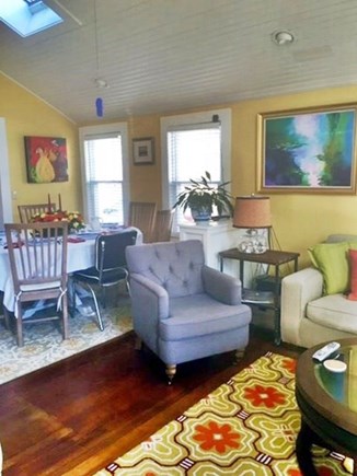 Provincetown Cape Cod vacation rental - Living room w vaulted ceilings and skylights