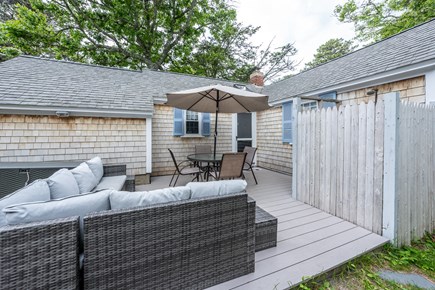 Dennis Port Cape Cod vacation rental - Deck area with outdoor shower and charcoal grill
