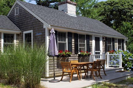 Dennis Port Cape Cod vacation rental - Outdoor dining, deck, charcoal grill.  Beach chairs provided.