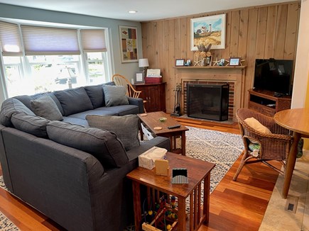 South Yarmouth Cape Cod vacation rental - Bright Sunny Open Concept Living Room working Wood Fireplace
