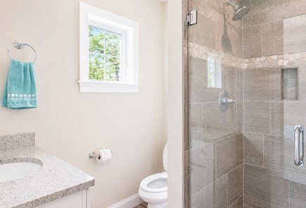 Dennis, Mayflower Beach Cape Cod vacation rental - Master bathroom with large tile shower with glass door
