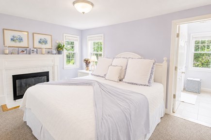 Dennis, Mayflower Beach Cape Cod vacation rental - Bright Master bedroom with gas fireplace, TV, private bathroom.