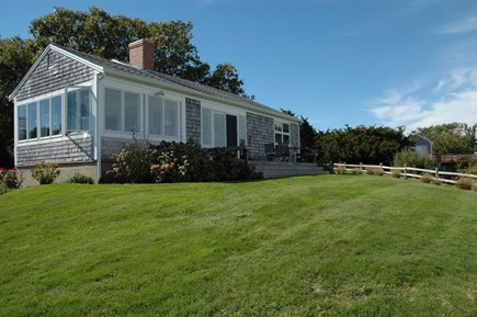 Brewster Cape Cod vacation rental - Front, facing Bay, porch on left ...