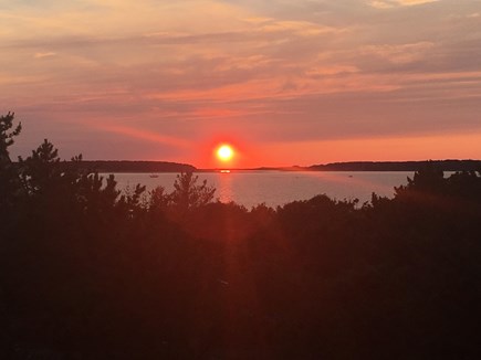 Wellfleet Cape Cod vacation rental - Cape Cod Bay sunset (view from deck, spectacular rain or shine)