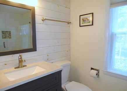 Harwich Port Cape Cod vacation rental - Pristine master bath with glass walk in shower 