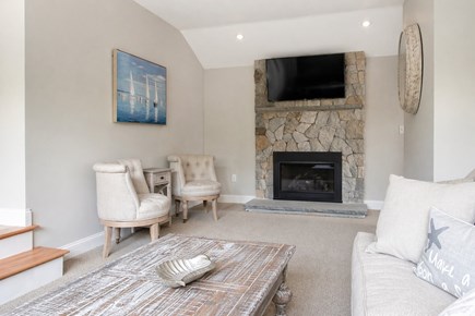 Dennis, Mayflower Beach Cape Cod vacation rental - Second Floor Den with Fireplace & TV