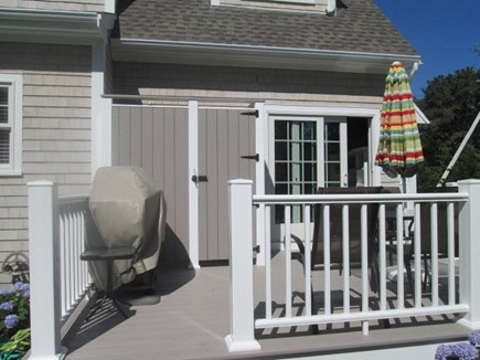 Mayflower Beach  Dennis Cape Cod vacation rental - Deck with natural gas grill and outdoor shower