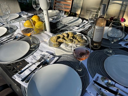 Orleans Cape Cod vacation rental - Al fresco dinner for eight! Enjoy a glass of wine and oysters.